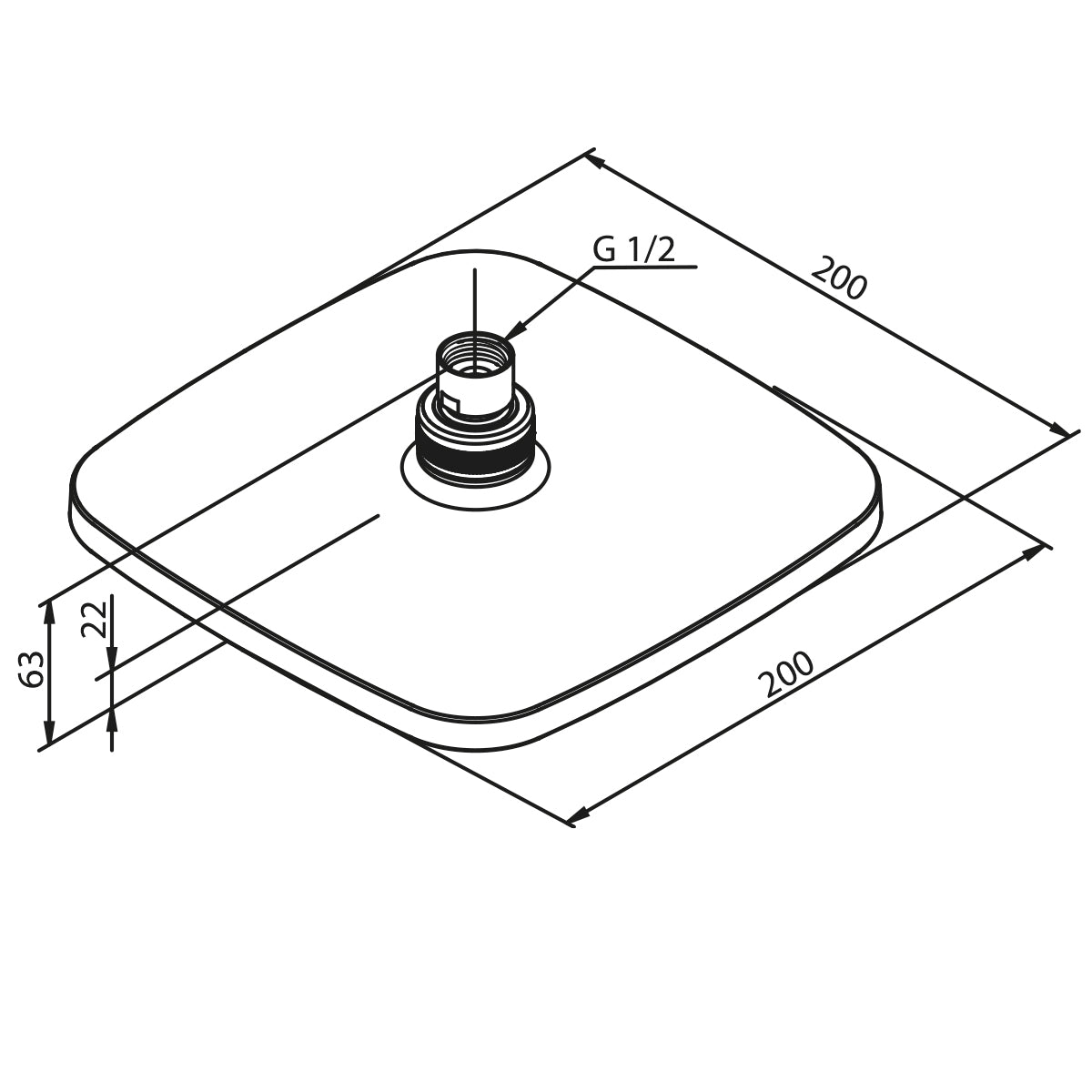 Damixa Pine hoofddouche 200mm Chroom