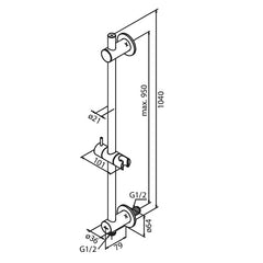 Damixa Glijstang inbouw 1040 mm Mat zwart 76685.61