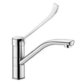 Delabie Mechanische mengkraan voor spoeltafel of trog met hygiënische hendel en draaibare uitloop 230 mm chroom