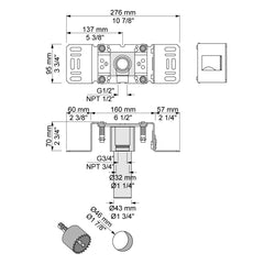 Vola Los aansluithuis.1/2 aansluiting voor koperen stalen ijzeren of PEX-leidingen. Artikelnummer 200M
