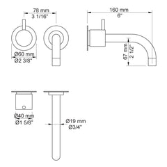 VOLA wand Tapkraan compleet (in- en afbouw deel) Art. 911