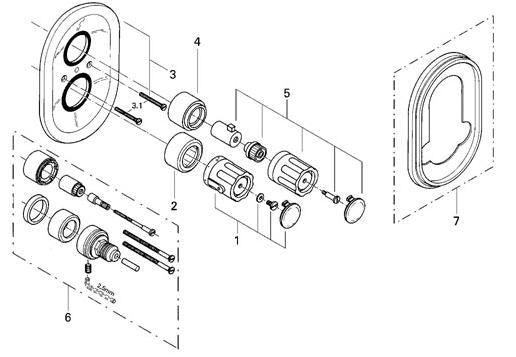 Grohe Onderdelen Automatic 2000 inbouw douchethermostaat tot 1993 34310000 Grohe Onderdelen Automatic 2000 inbouw douchethermostaat tot 1993 34310000