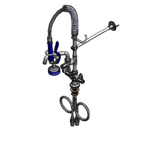 T&S commercial kitchen faucet pre-rinse shower with intermediate t ...