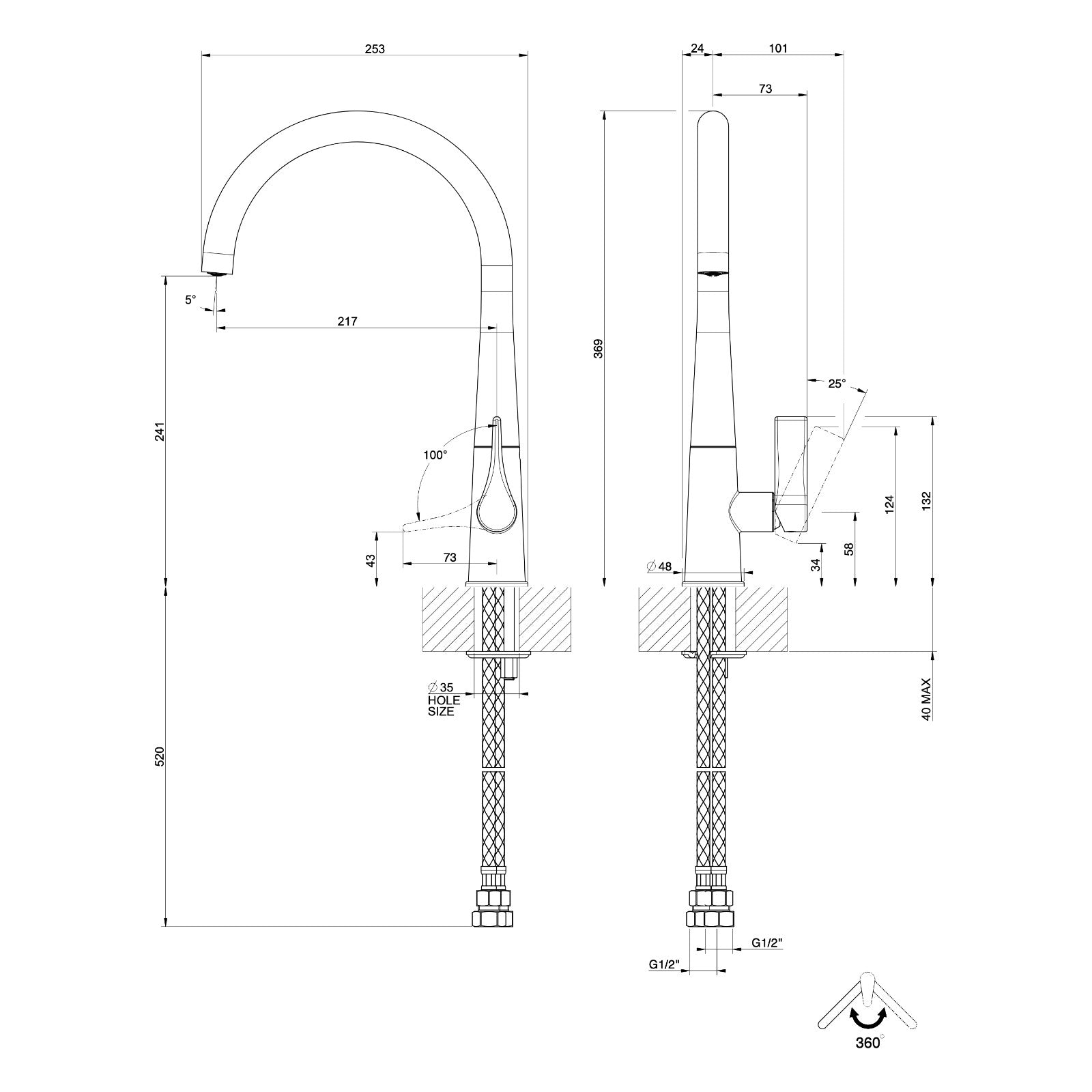 Maattekening Gessi Proton 17151