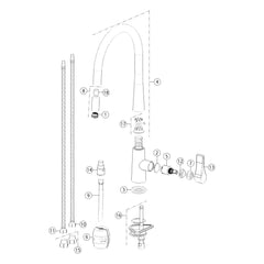 Onderdelentekening Gessi Proton 17153 met positienummers