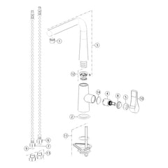 Onderdelentekening Gessi Proton 17175 met positienummers
