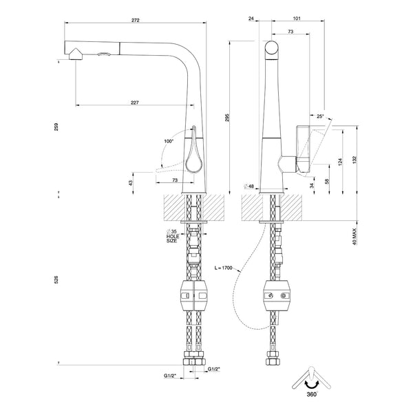 Maattekening Gessi Proton 17177