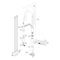 Onderdelentekening Gessi Proton 17191 met positienummers