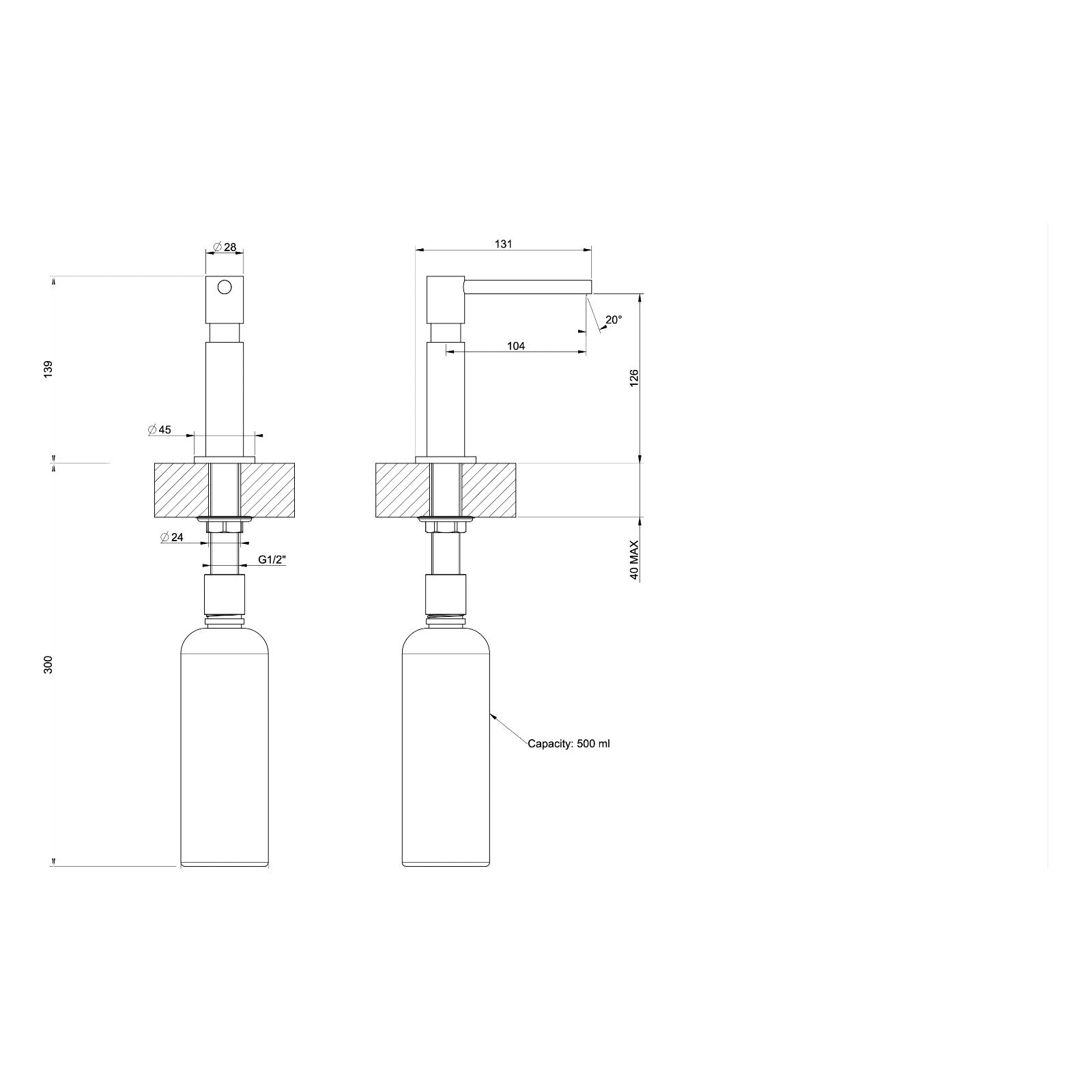 Maattekening Gessi zeepdispenser 29651