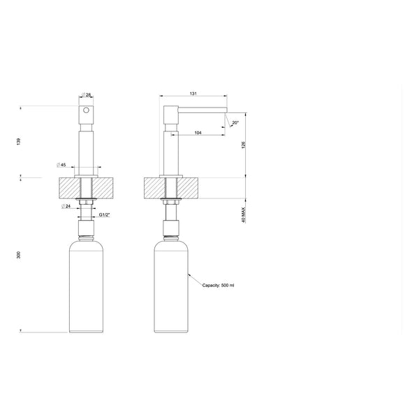 Maattekening Gessi zeepdispenser 29651