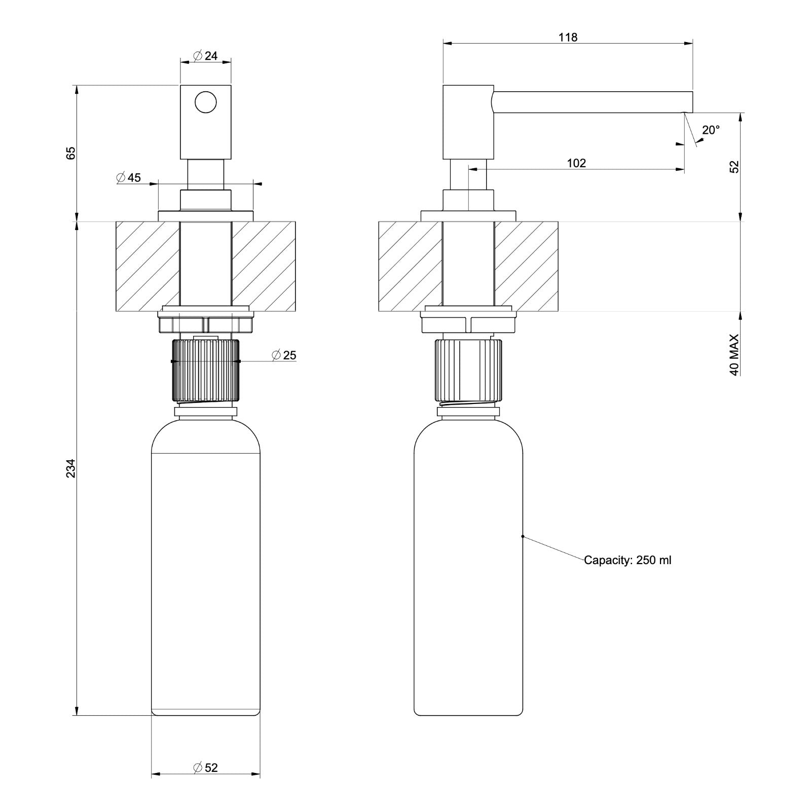 Maattekening Gessi zeepdispenser 29658