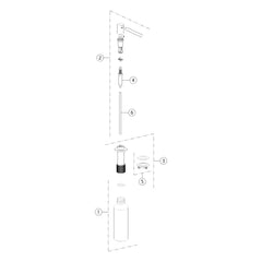 Onderdelentekening Gessi zeepdispenser 29658 met positienummers