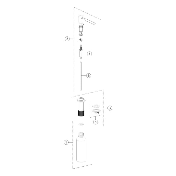 Onderdelentekening Gessi zeepdispenser 29658 met positienummers