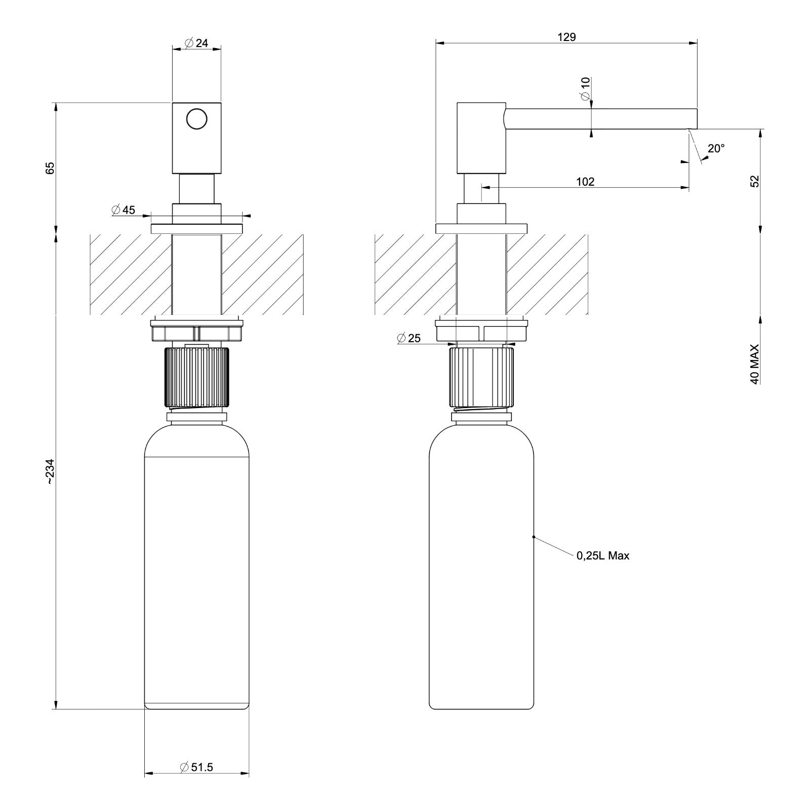 Maattekening Gessi zeepdispenser 29660