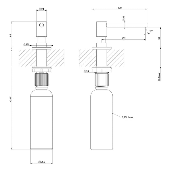 Maattekening Gessi zeepdispenser 29660