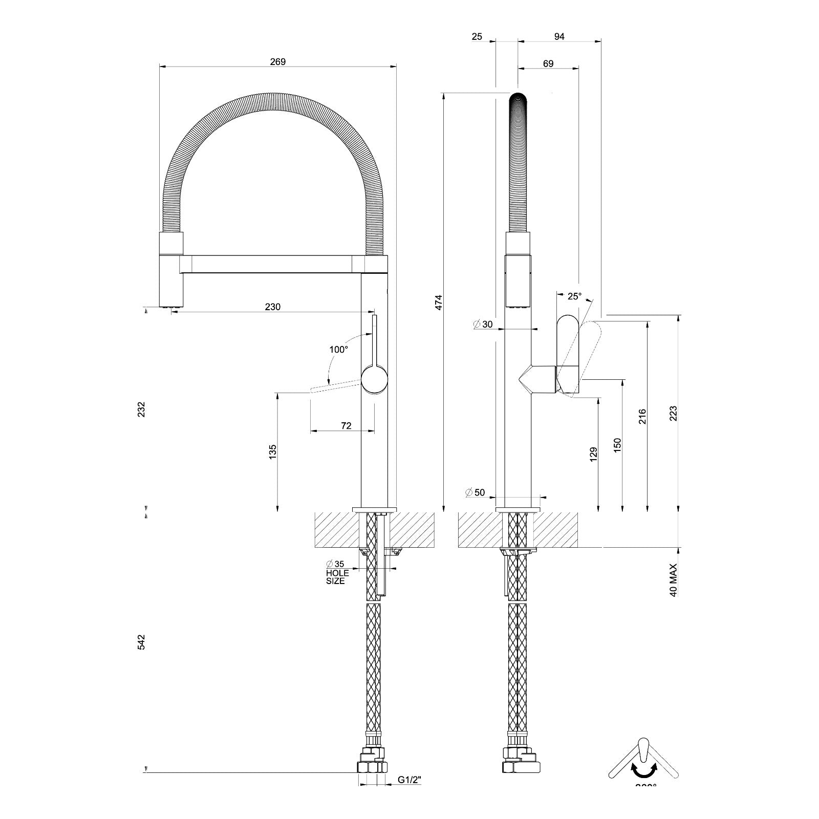 Maattekening Gessi Helium 50009