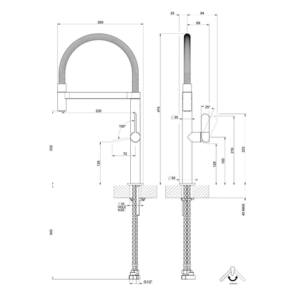 Maattekening Gessi Helium 50009