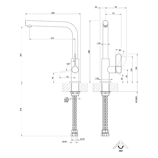 Maattekening Gessi Helium 50105