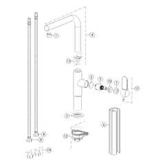 Onderdelentekening Gessi Helium 50105 met positienummers