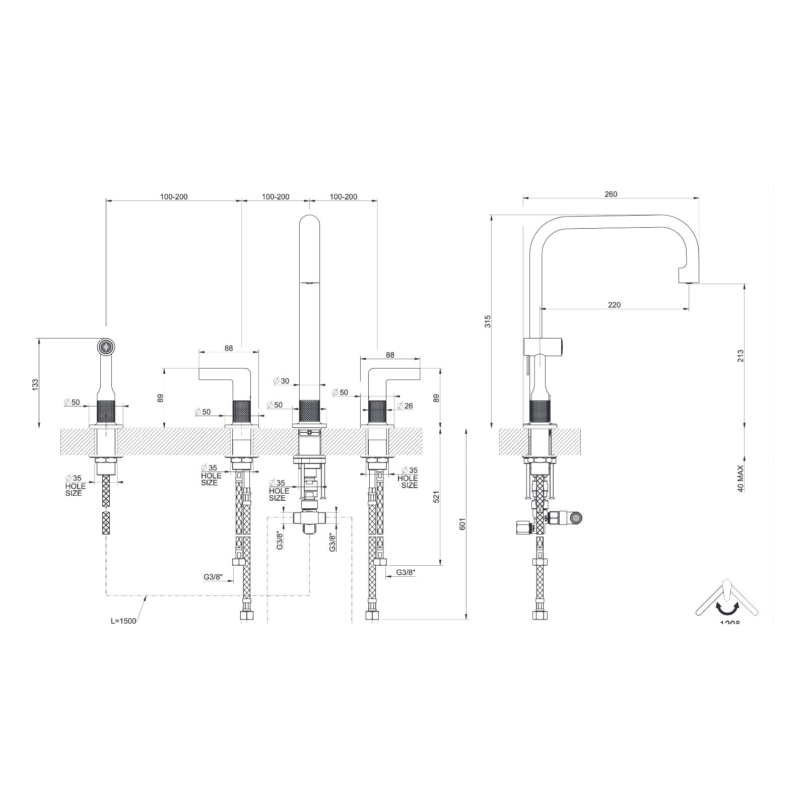 Maattekening Gessi Inciso 58703