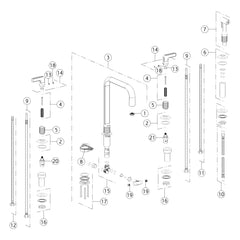 Onderdelentekening Gessi Inciso 58703 met positienummers