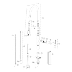Onderdelentekening Gessi Mesh 60003 met positienummers