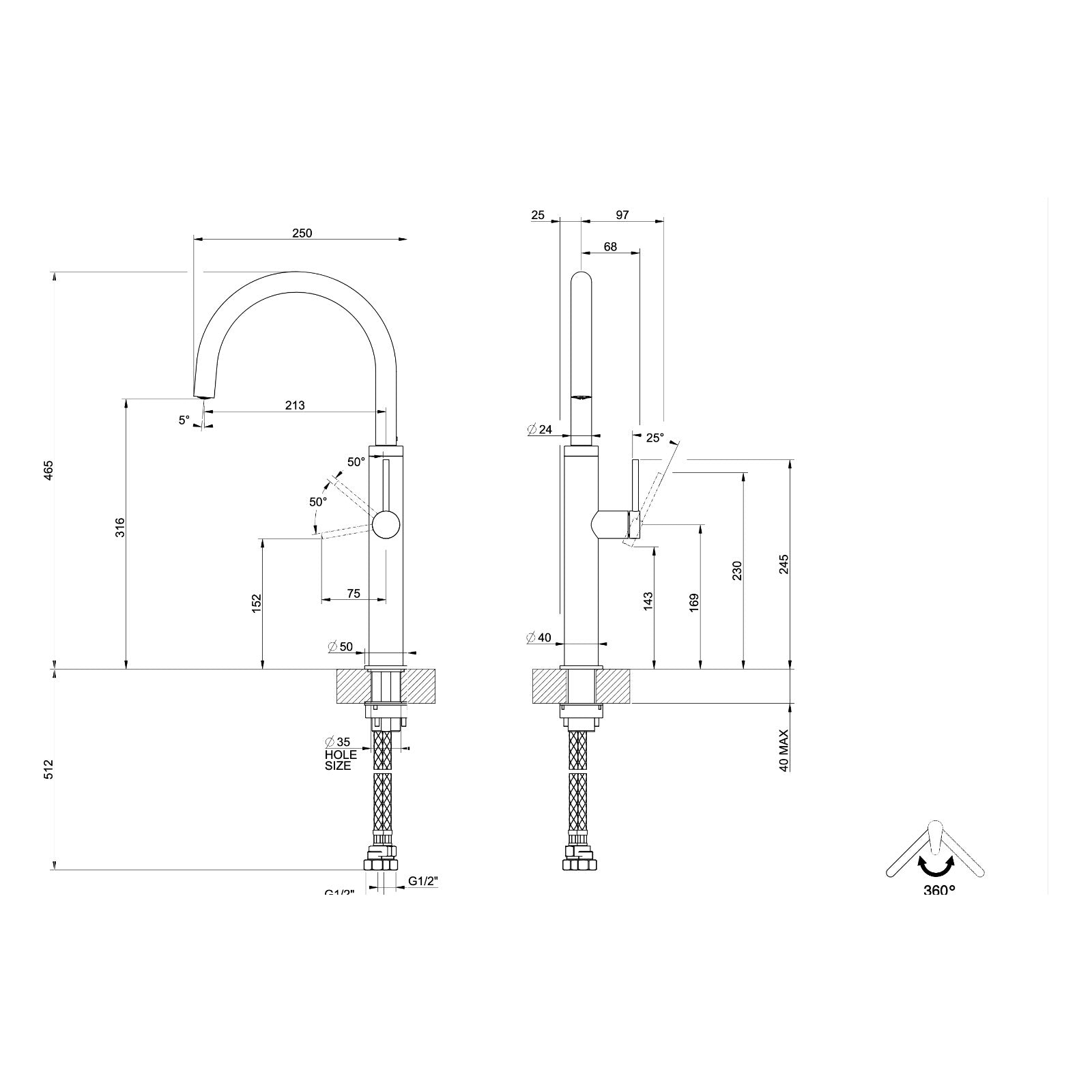 Maattekening Gessi 316 60016