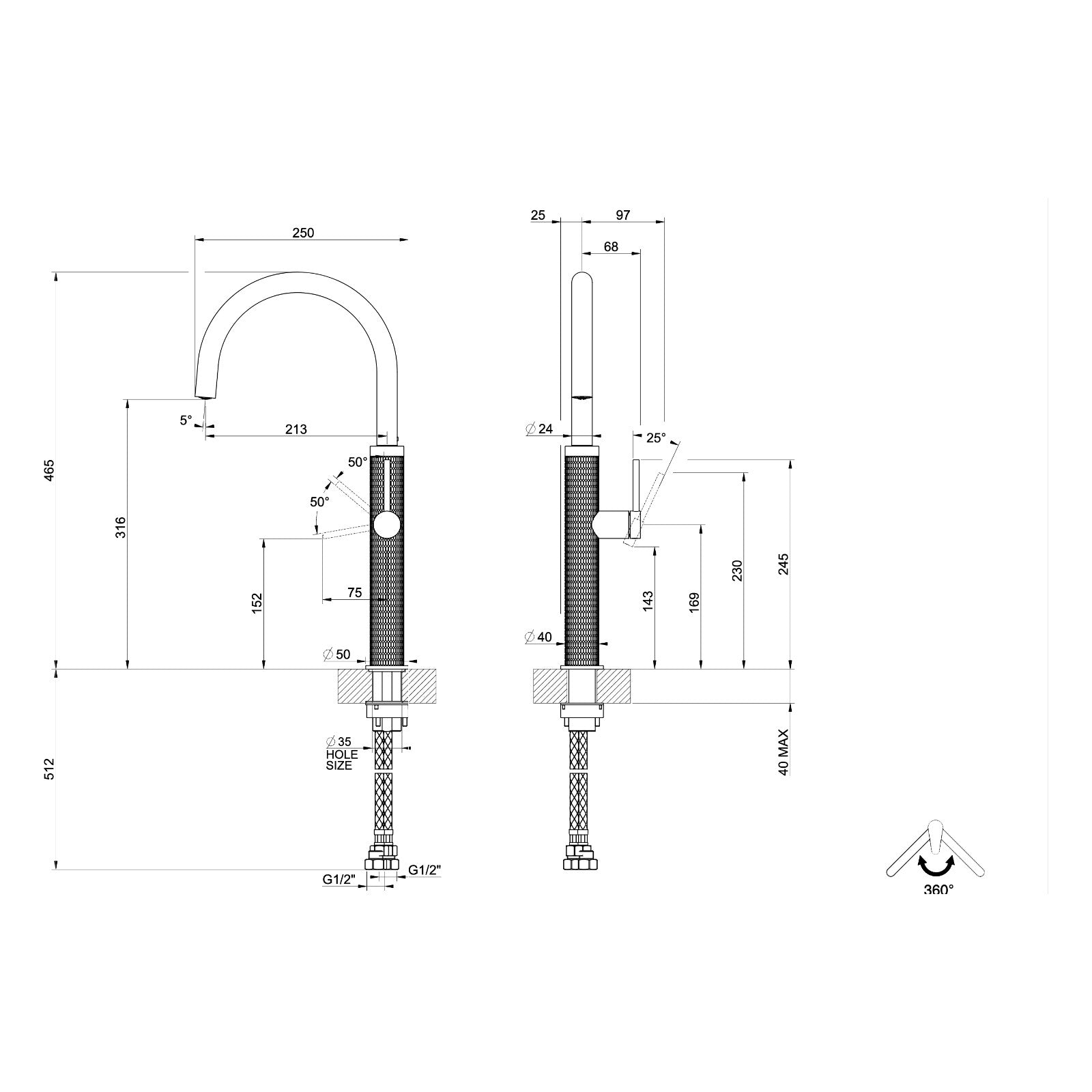Maattekening Gessi 316 60018
