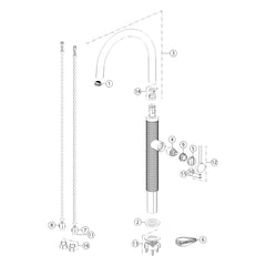 Onderdelentekening Gessi 316 60018 met positienummers