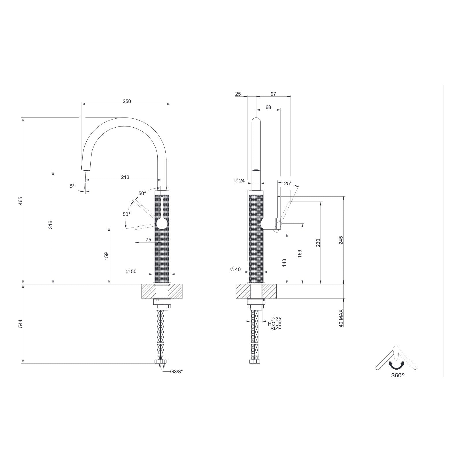 Maattekening Gessi 316 60020
