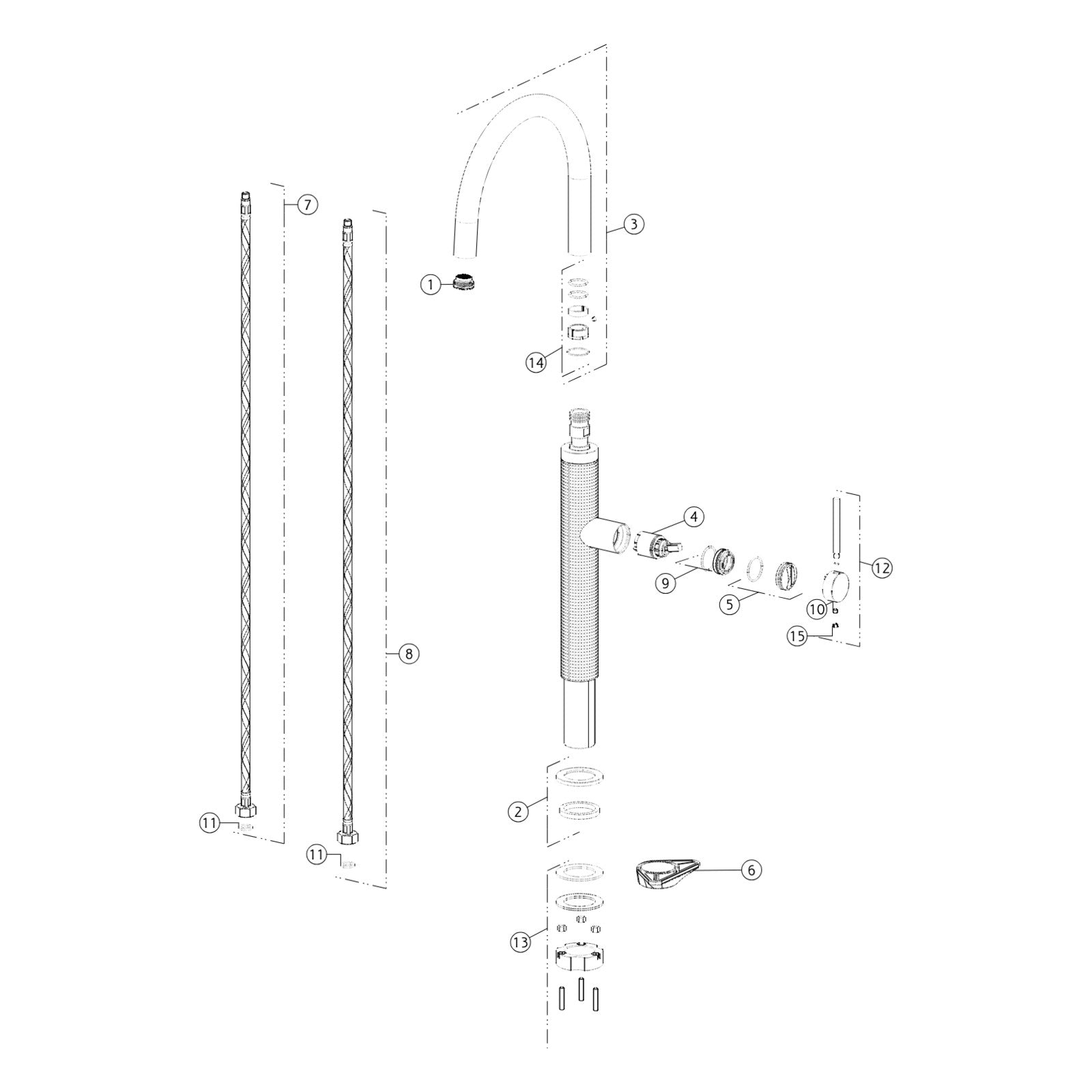 Onderdelentekening Gessi 316 60020 met positienummers
