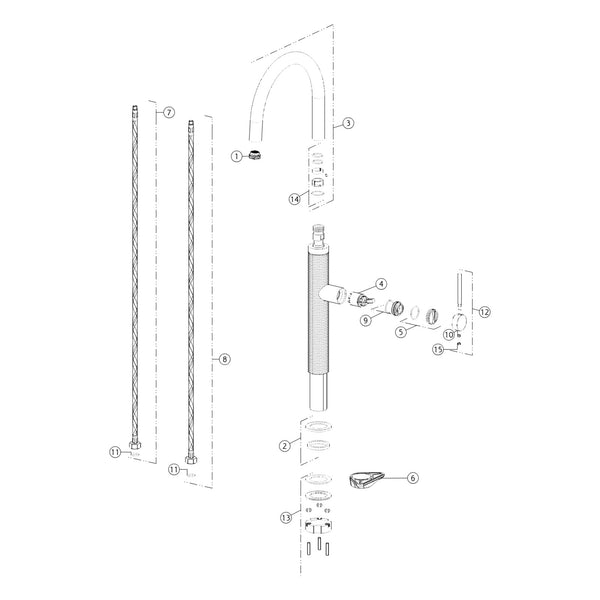 Onderdelentekening Gessi 316 60020 met positienummers