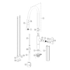 Onderdelentekening Gessi Helium 60077 met positienummers