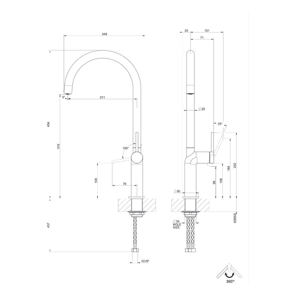 Maattekening Gessi Stelo 60301
