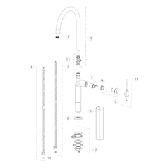 Onderdelentekening Gessi Stelo 60301 met positienummers