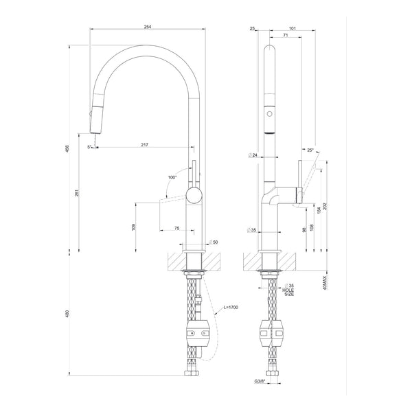 Maattekening Gessi Stelo 60303