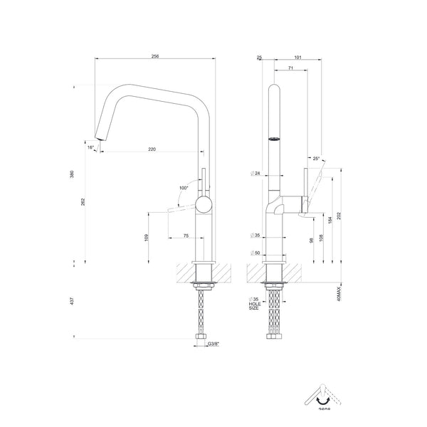 Maattekening Gessi Stelo 60305