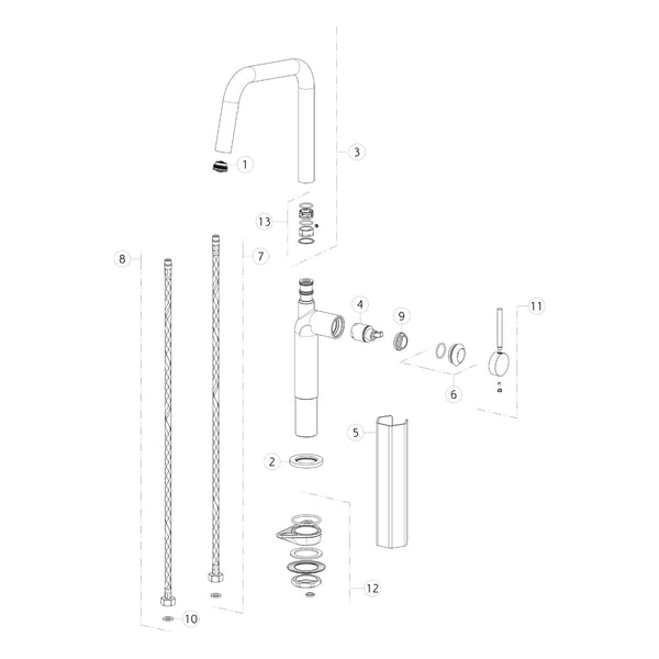 Onderdelentekening Gessi Stelo 60305 met positienummers