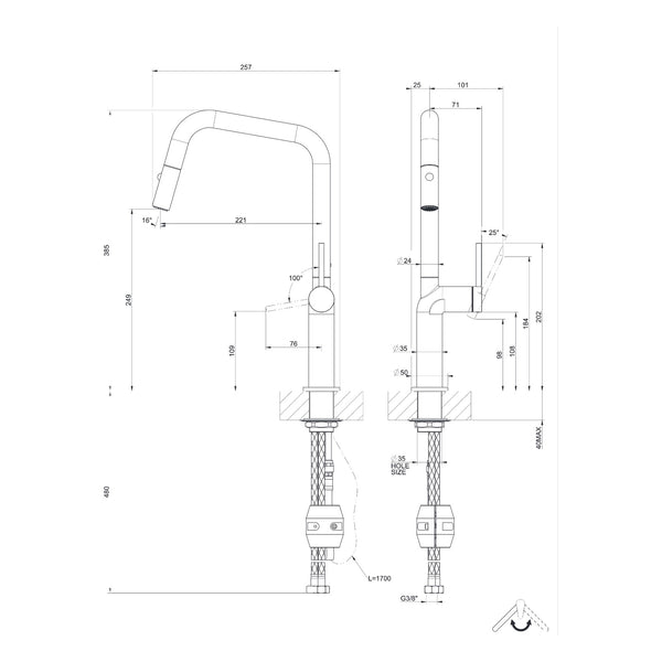 Maattekening Gessi Stelo 60307