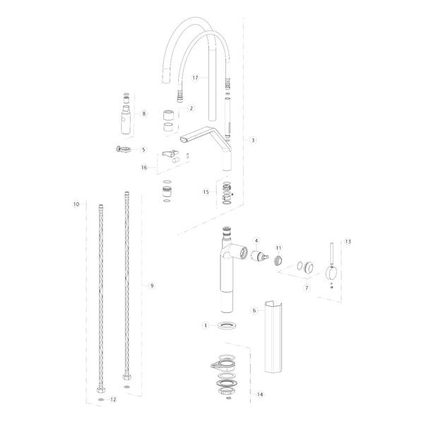 Onderdelentekening Gessi Stelo 60315 met positienummers
