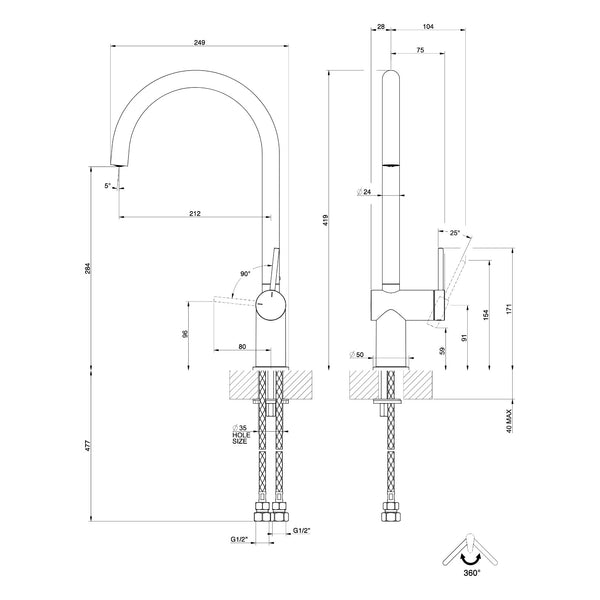 Maattekening Gessi Inedito 60411