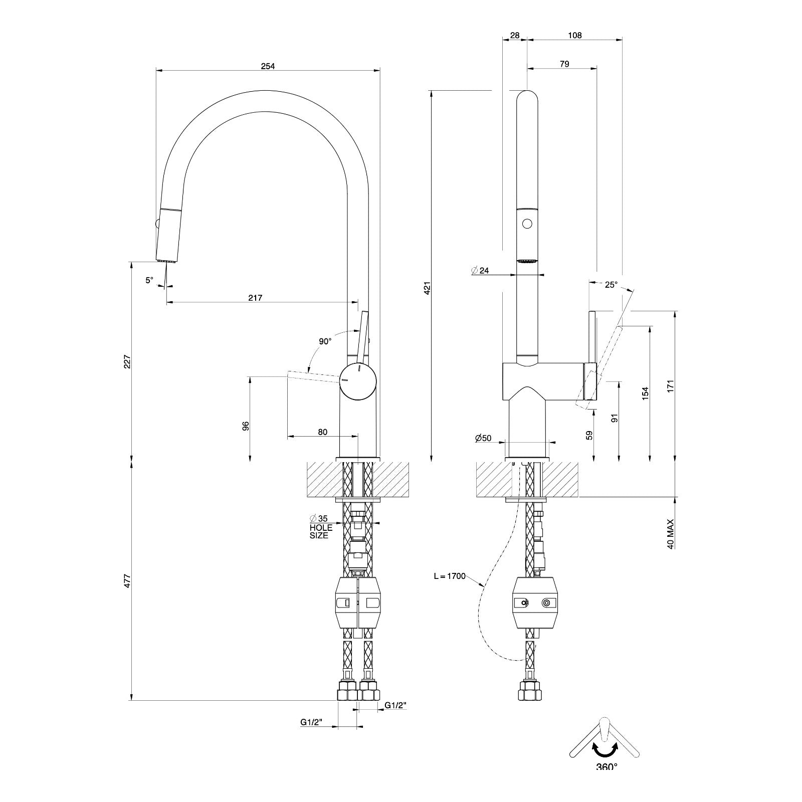 Maattekening Gessi Inedito 60413