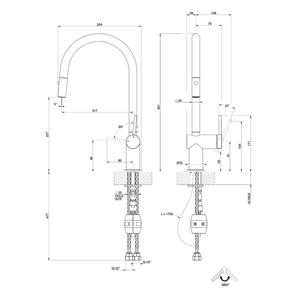 Maattekening Gessi Inedito 60413
