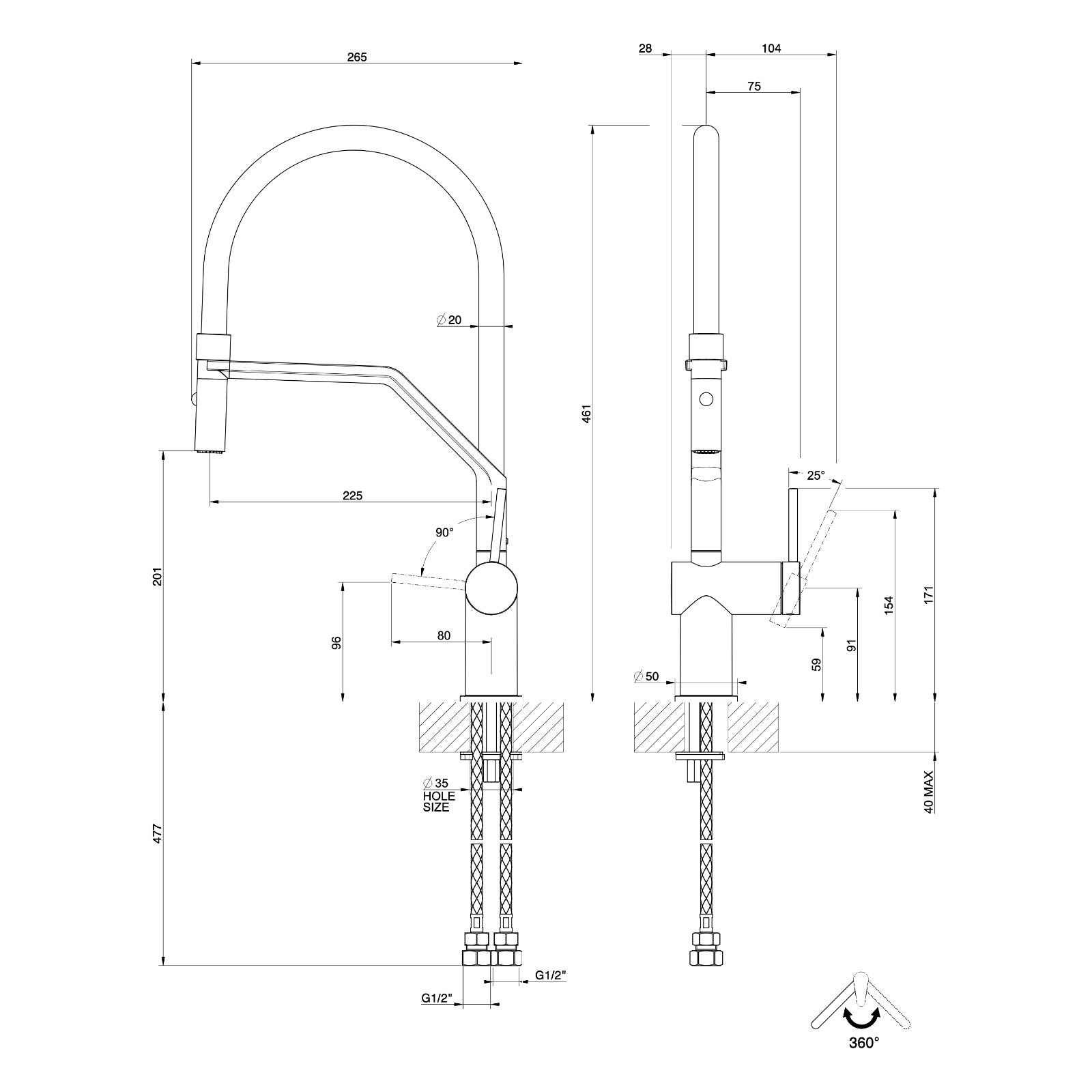 Maattekening Gessi Inedito 60429