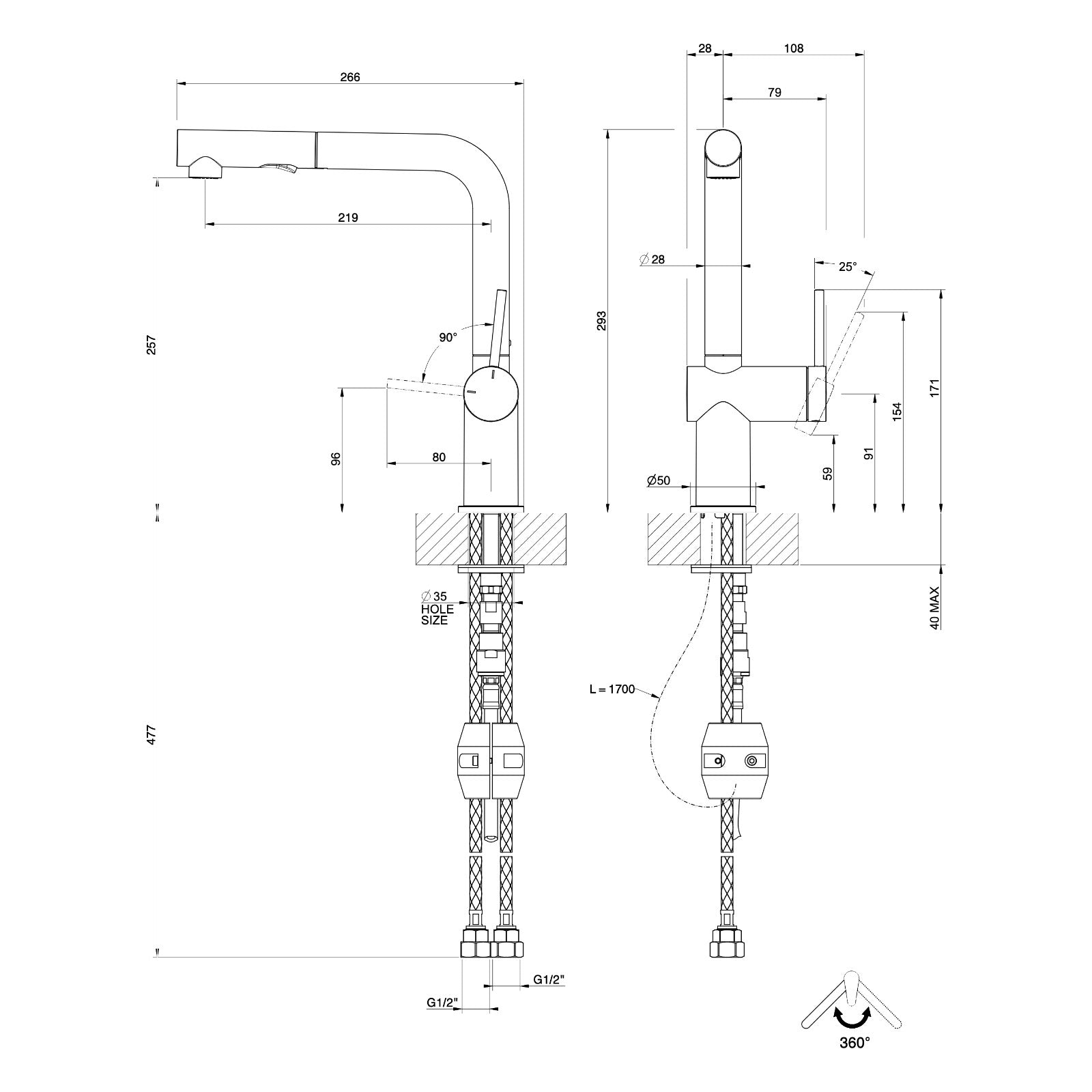 Maattekening Gessi Inedito 60435