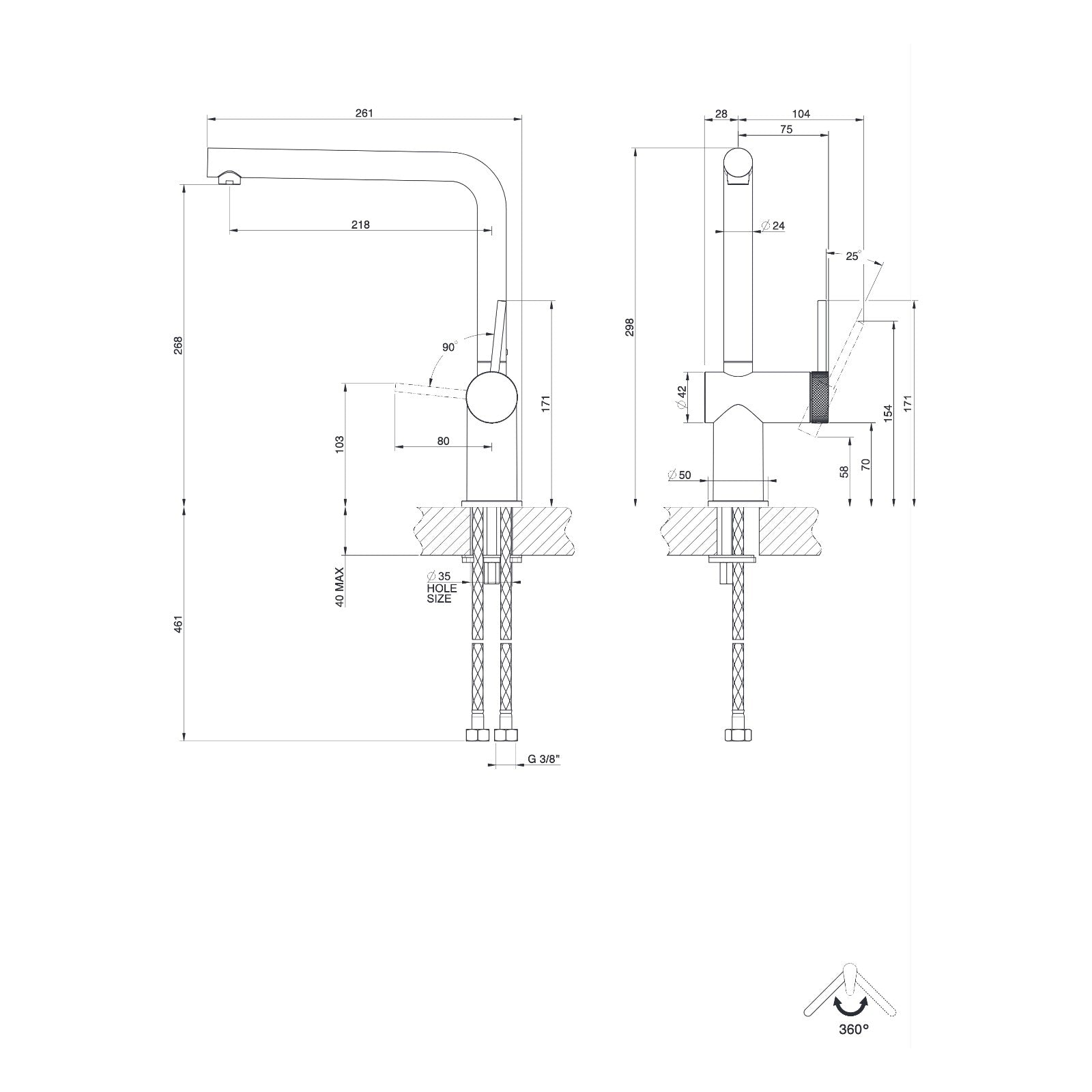 Maattekening Gessi Inedito 60471