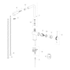 Onderdelentekening Gessi Inedito 60478 met positienummers