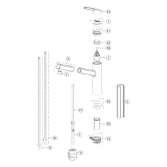Onderdelentekening Gessi Thalium 60533 met positienummers