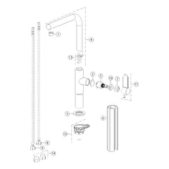 Onderdelentekening Gessi Acciaio 60538 met positienummers