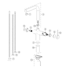 Onderdelentekening Gessi Inedito Filtered 60571 met positienummers